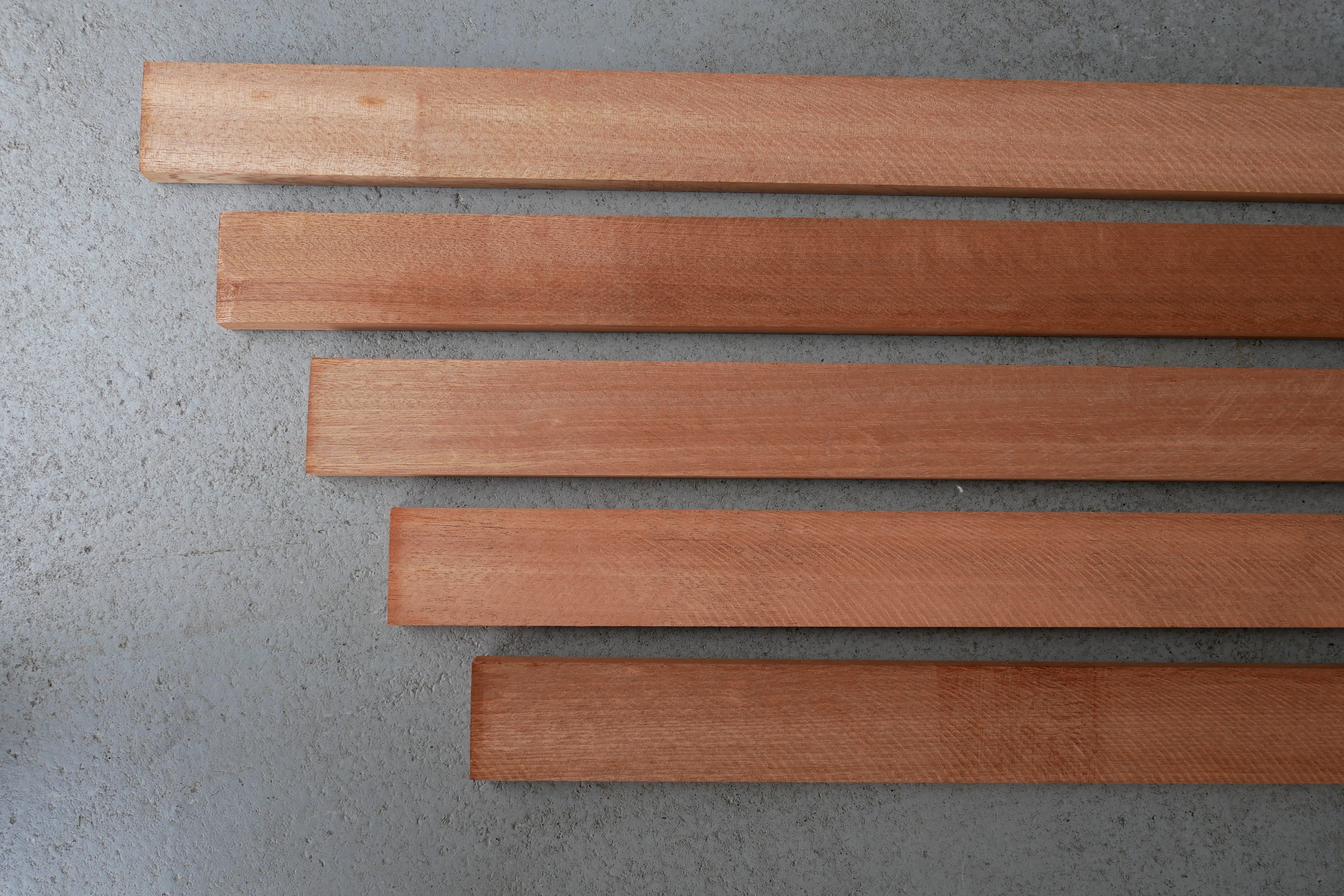 10 stuks Mahonie Latten Kopmaat 12 x 43 mm Lengte 3050 mm