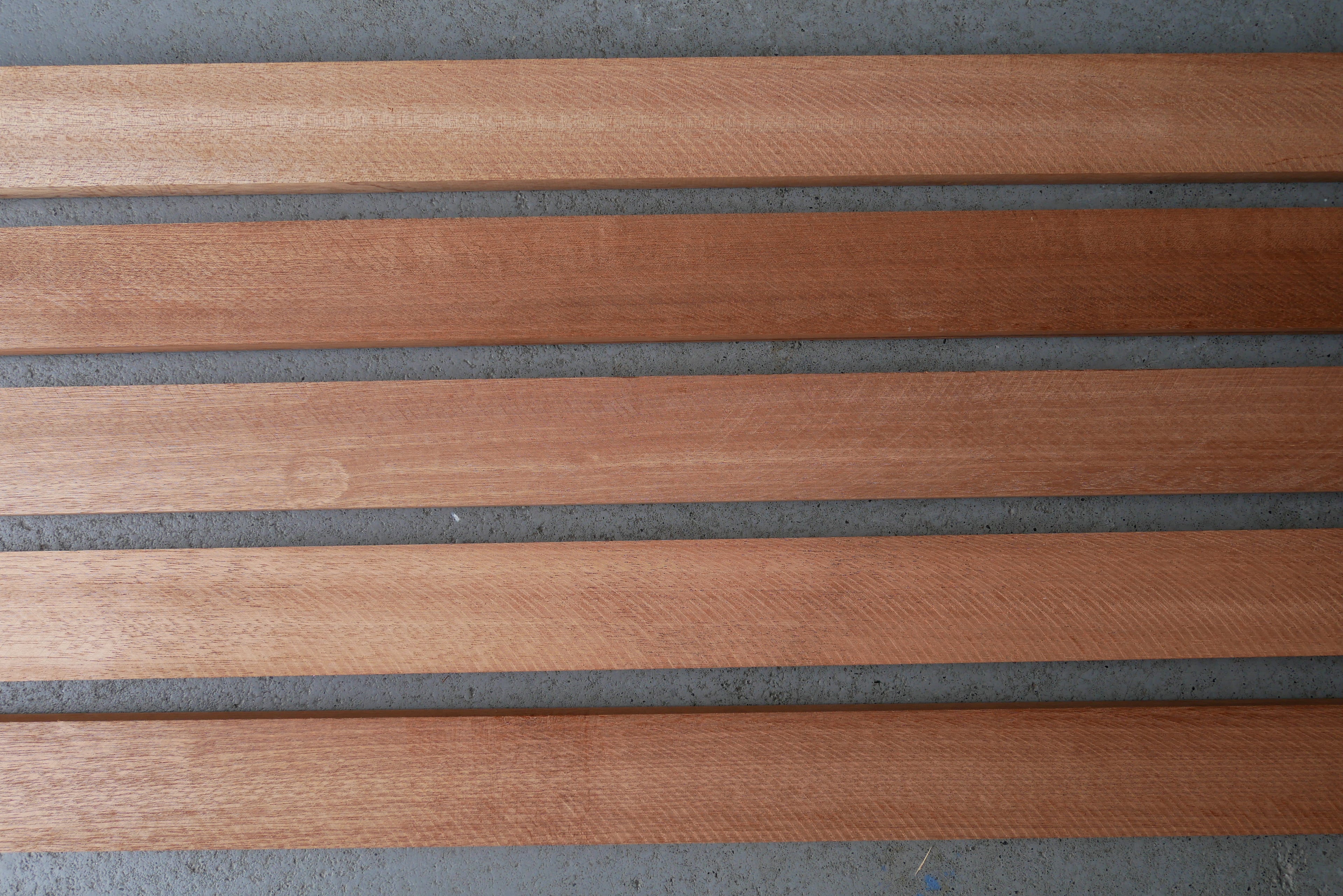 10 stuks Mahonie Latten Kopmaat 12 x 43 mm Lengte 3050 mm