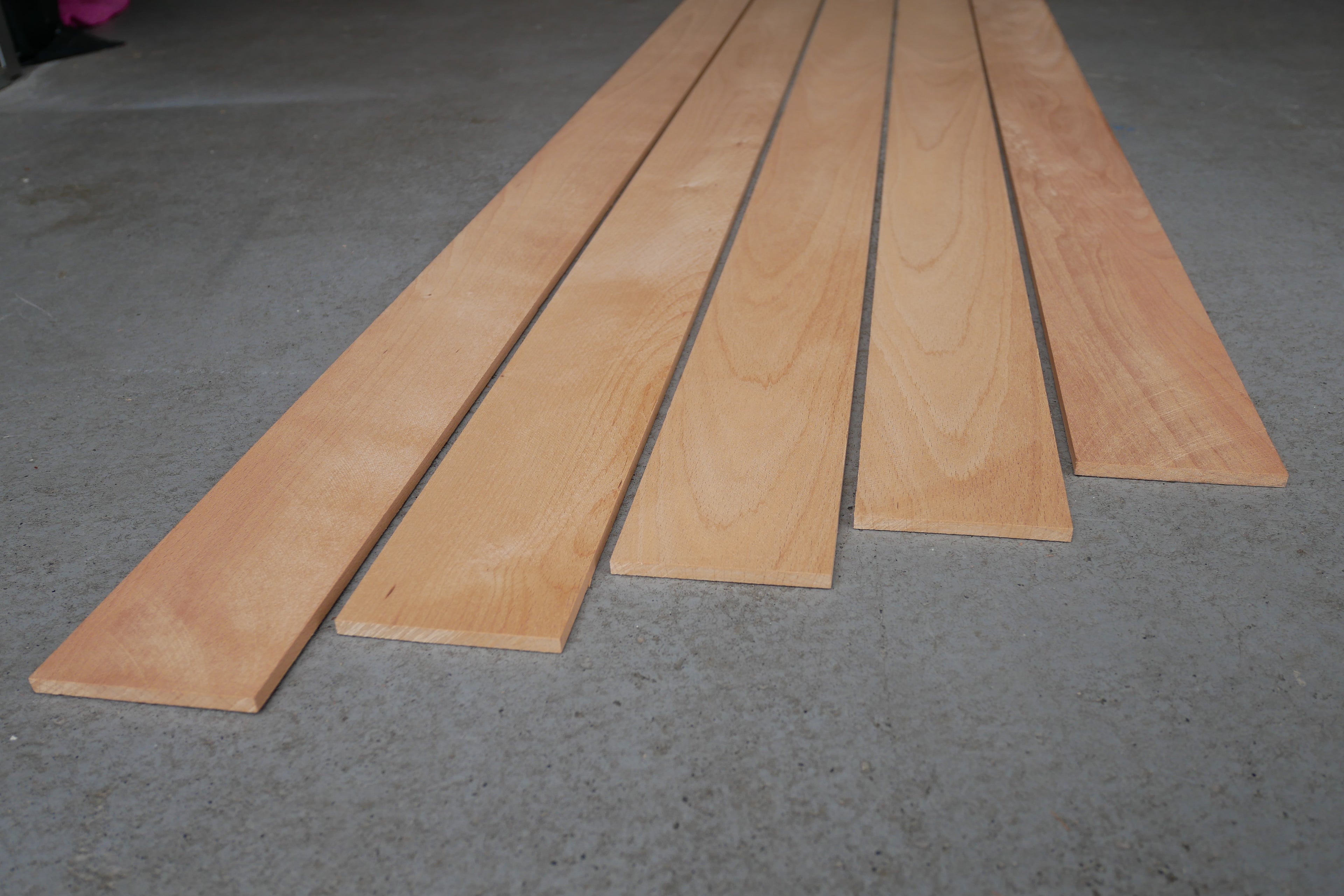 10 stuks Beuken Latten  Kopmaat 75 x 6 mm Lengte 2650 mm